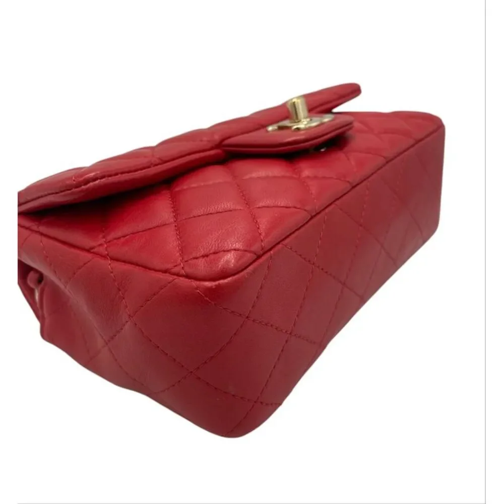 Chanel Classic Double Flap Small Red Lambskin Gold